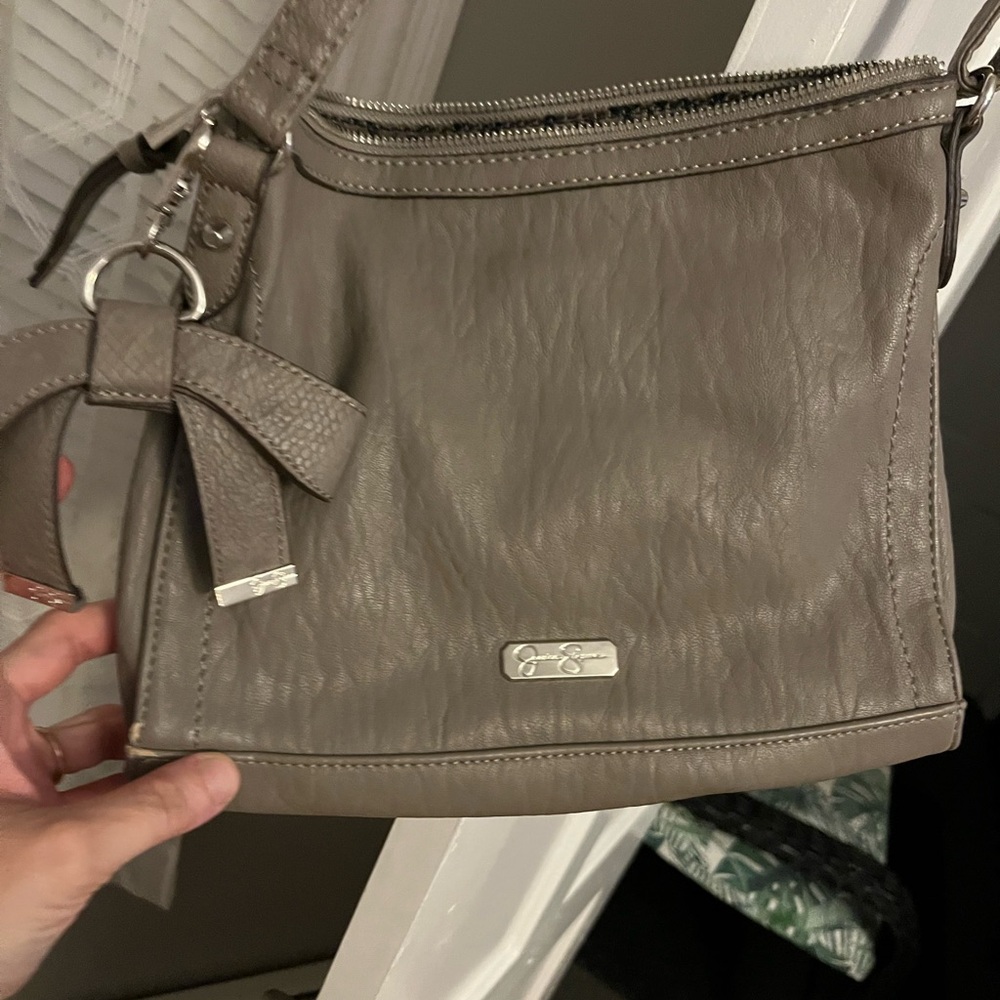 Jessica Simpson Taupe Leather Crossbody Bag